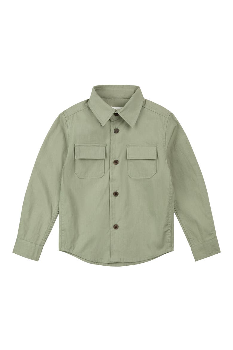 Kids' Organic Cotton Button-Up Shirt, Main, color, DUSTY GREEN