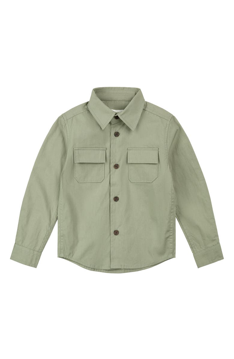 MILES THE LABEL Kids' Organic Cotton Button-Up Shirt, Main, color, Dusty Green