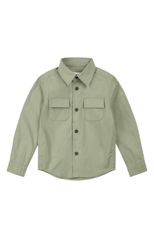 Miles The Label Kids' Organic Cotton Button-up Shirt In Green