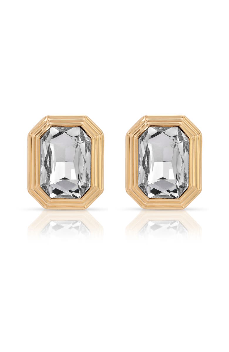 Ettika Deco Crystal Statement Stud Earrings, Main, color, Gold