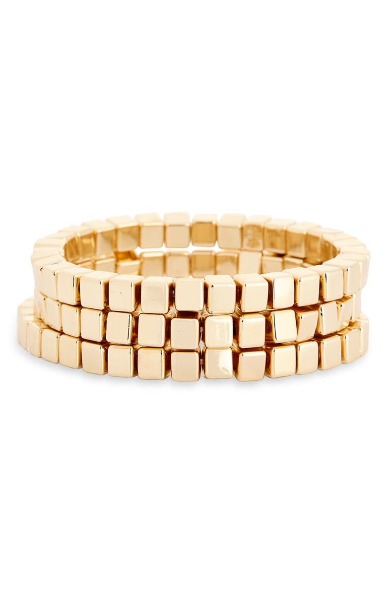 Leith 3-Pack Beaded Stretch Bracelets, Main, color, Gold