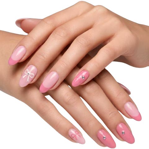 2-Pack Nail Polish Strips Pretty in Pink Bow Set - 32ct