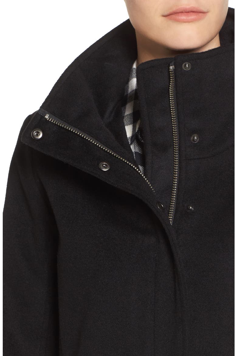 Campbell Waterproof Boiled Wool Coat, Alternate, color, BLACK
