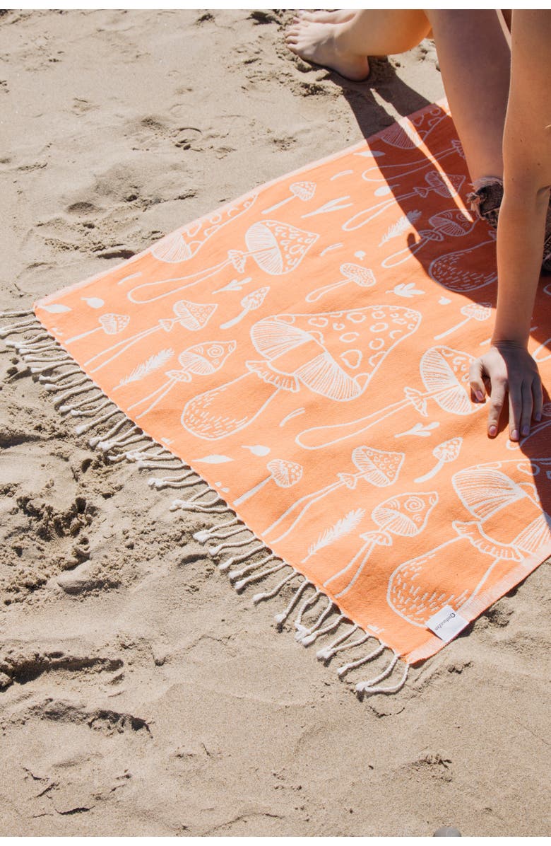 InfuseZen Mushroom Sand Resistant Organic Turkish Towel, Alternate, color, Orange