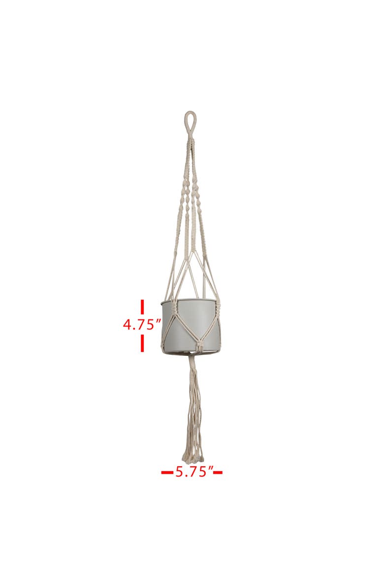 Hanging Cylinder Pot Gray Metal & Rope, Alternate, color, Gray