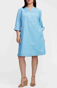 Foxcroft Vena Geo Lattice Print Cotton Shift Dress