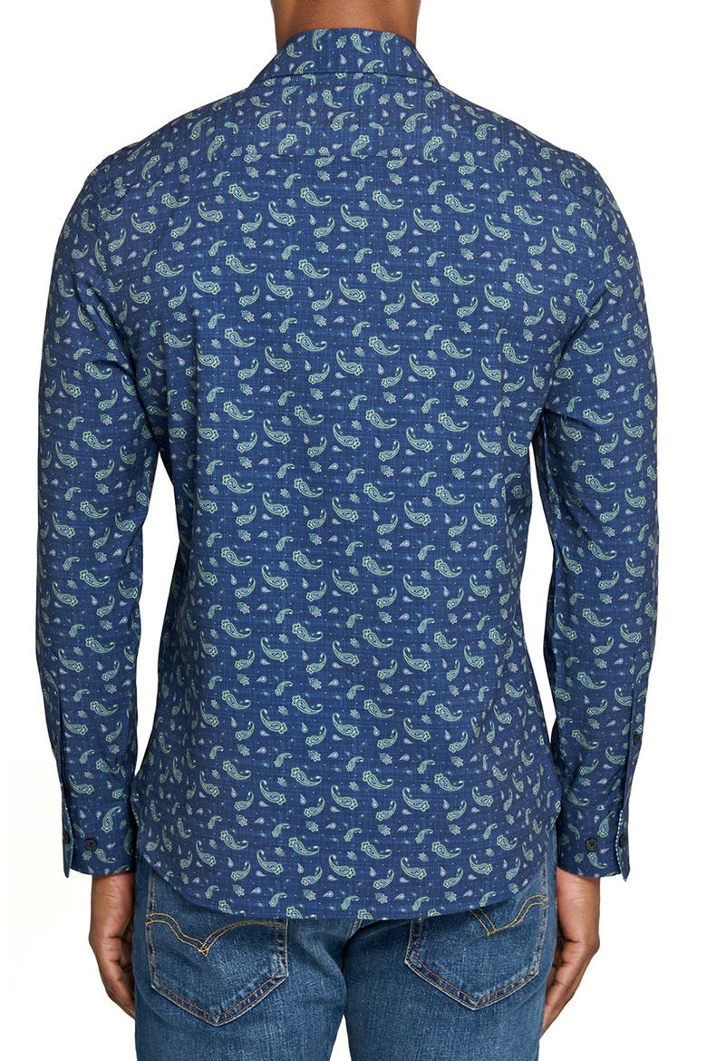 Paisley Woven Long Sleeve Basic, Alternate, color, NAVY/GREEN