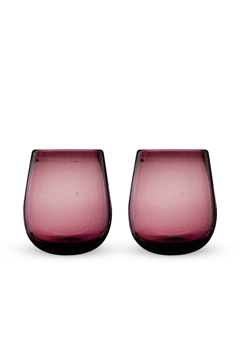 Segunda Vida Rosado Recycled Stemless Wine Glasses Set of 2, Alternate, color, Pink