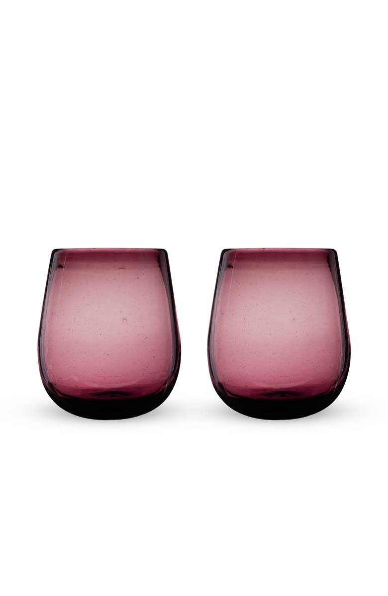 TWINE Segunda Vida Rosado Recycled Stemless Wine Glasses Set of 2, Alternate, color, Pink