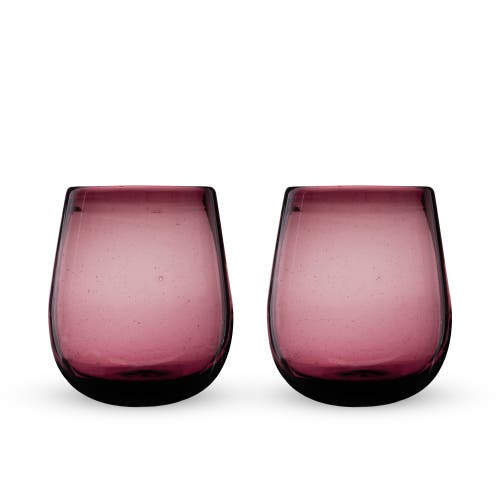 Twine Segunda Vida Rosado Recycled Stemless Wine Glasses Set Of 2 In Pink
