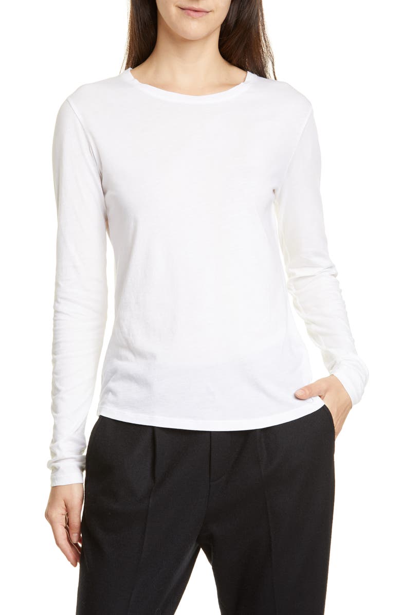 Vince Essential Long Sleeve Crewneck Tee, Main, color, Optic White