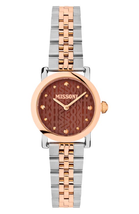 Mini Monogram Two-Tone Bracelet Watch, 28mm
