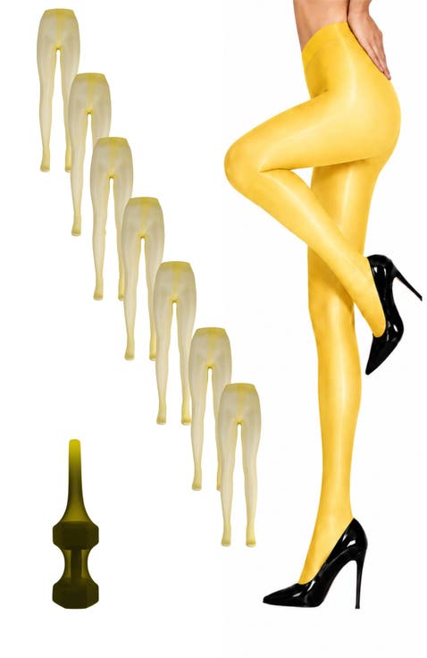 7-Pack Glossy Sheer Run Resistant Party Evening Tights for Women