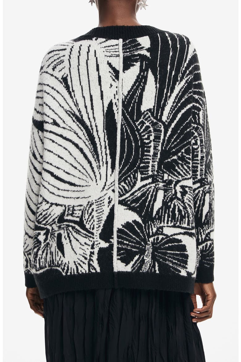 Halifax Botanical Jacquard Cardigan, Alternate, color, BLACK