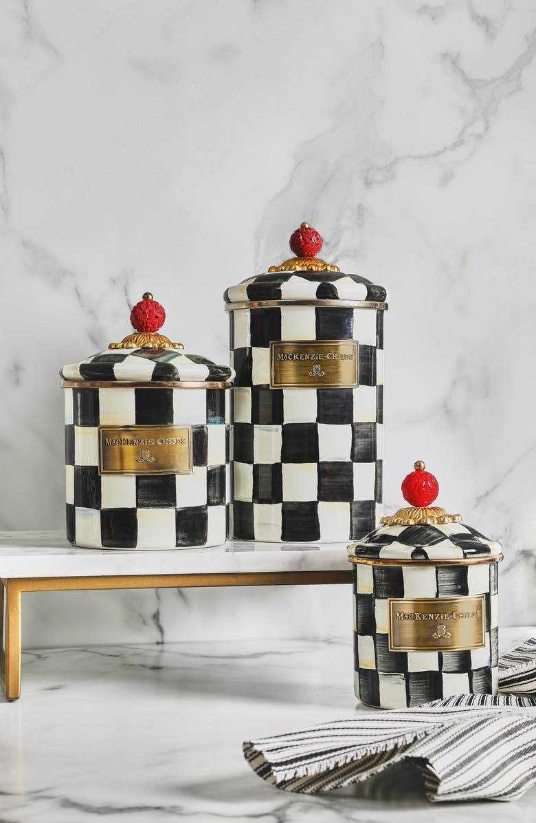 MACKENZIE CHILDS Courtly Check Enamel Canister, Alternate, color,