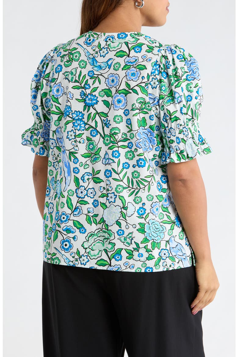 Merryn Floral Split Neck Cotton Top, Alternate, color, WHITE BLUE MULTI