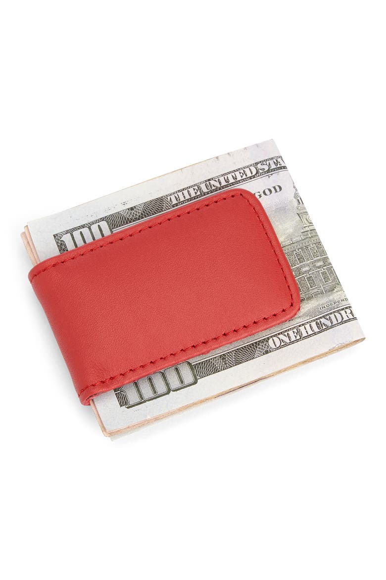 Personalized Money Clip Card Case, Alternate, color, RED- DEBOSS