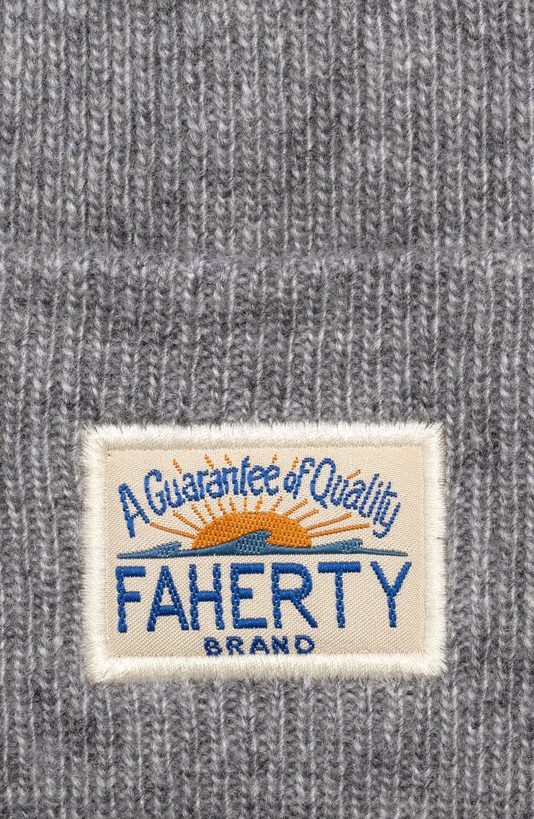 Faherty Core Logo Beanie, Alternate, color, Grey Heather