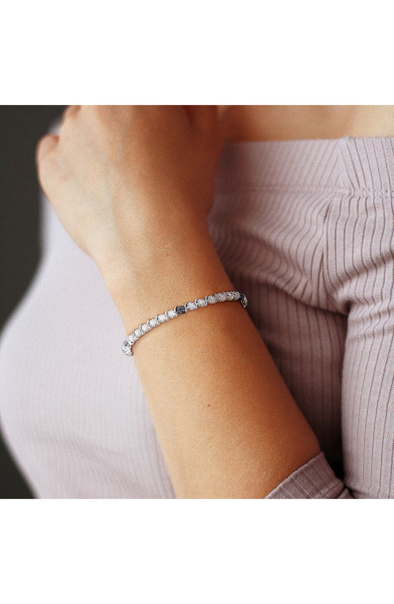 DELMAR Sterling Silver Black & White Diamond Tennis Bracelet, Alternate, color, 