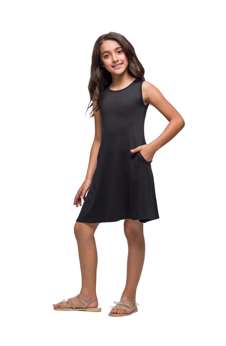 24sevenKid Sleeveless Pocket Swing Dress, Alternate, color, Black