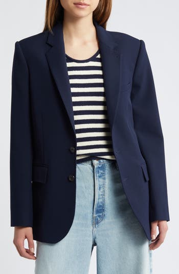 Frame Everyday Twill Blazer In Navy