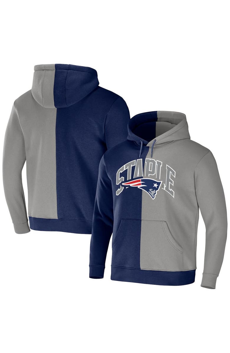 STAPLE Men's NFL x Staple Navy New England Patriots Split Logo Pullover Hoodie, Main, color, 