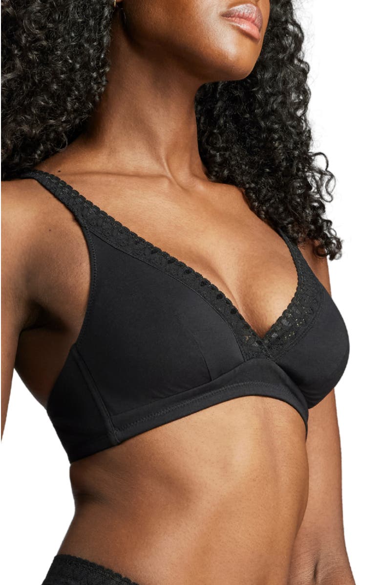 Siella Organic Cotton Lace Plunge Bra, Alternate, color, Black