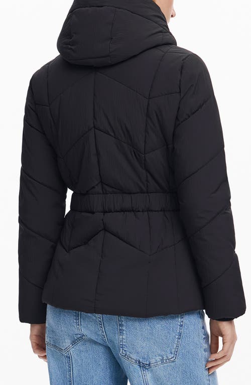 Desigual Quilted Puffer Coat With Removable Hood In Black