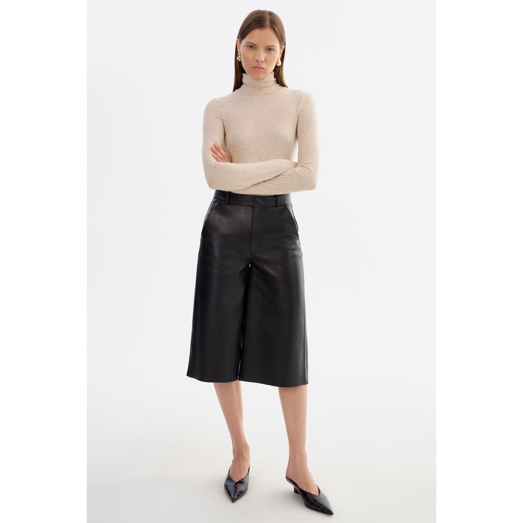Lamarque Lise | Leather Bermuda Short In Black