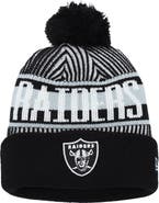 New Era Youth New Era Black Las Vegas Raiders Striped  Cuffed Knit Hat with Pom