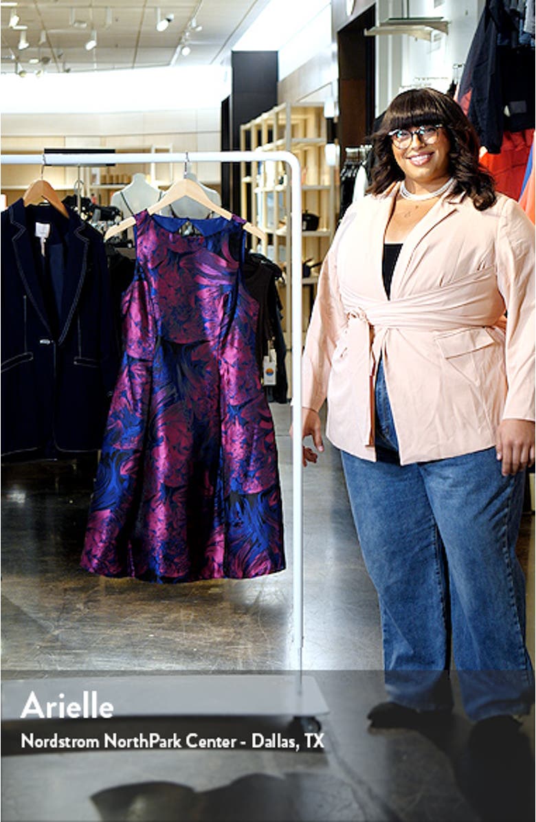 Floral Jacquard Back Cutout Cocktail Dress, sales video thumbnail