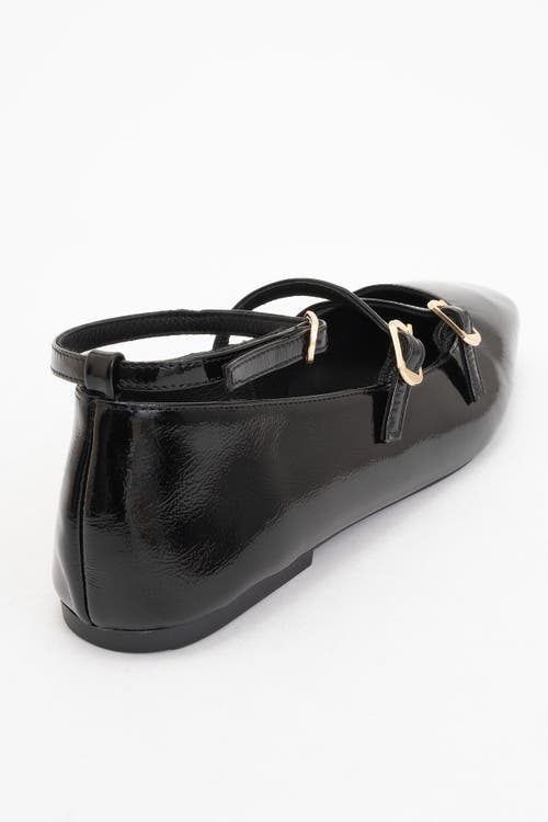 Forever & Always Shoes Serena Leather Mary Jane Flats In Black Patent Leather