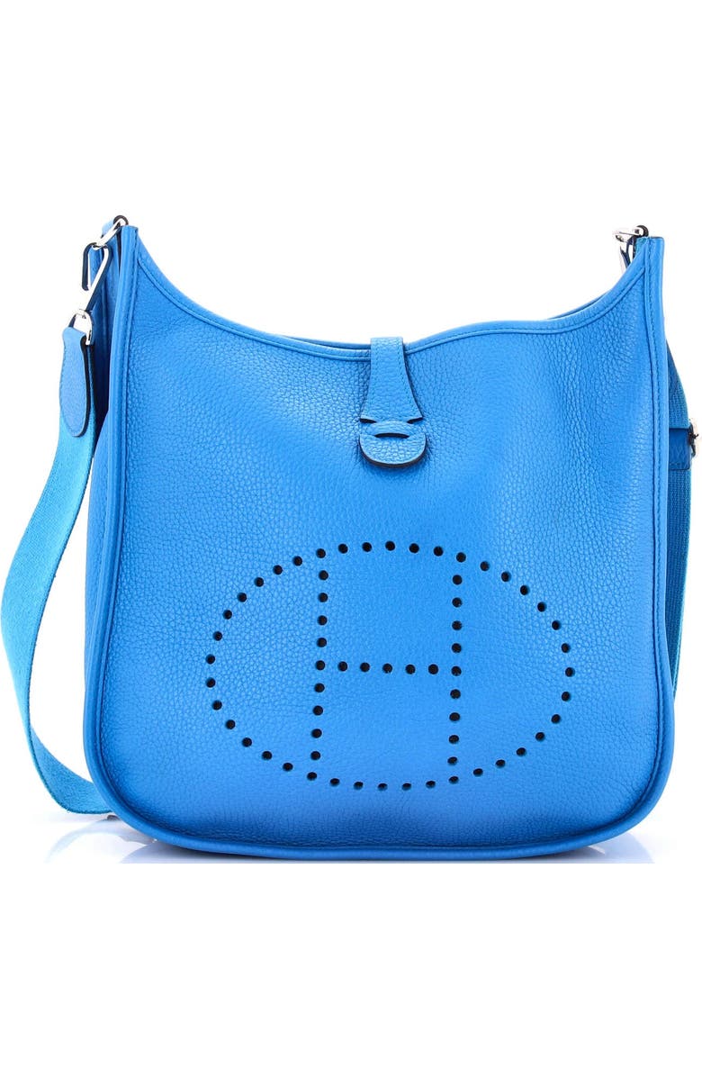 Pre-Owned Hermes Evelyne Bag Gen III Clemence PM, Main, color, Bleu Zanzibar