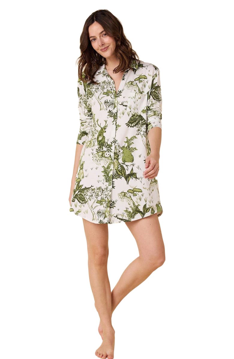 The Cat
s Pajamas Pima Knit Night Shirt Conversational, Main, color, Woodside