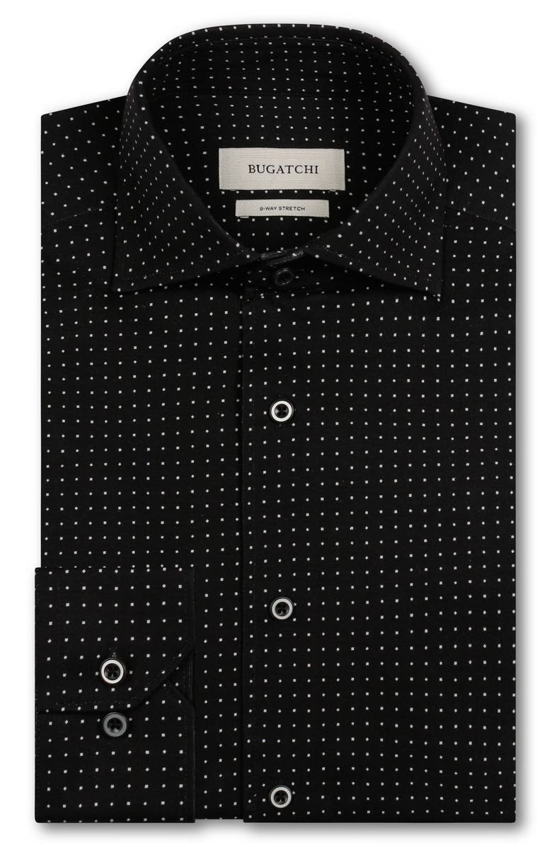 Bugatchi Devon OoohCotton<sup>®</sup> Micro Dot Print Button-Up Shirt, Alternate, color, Black