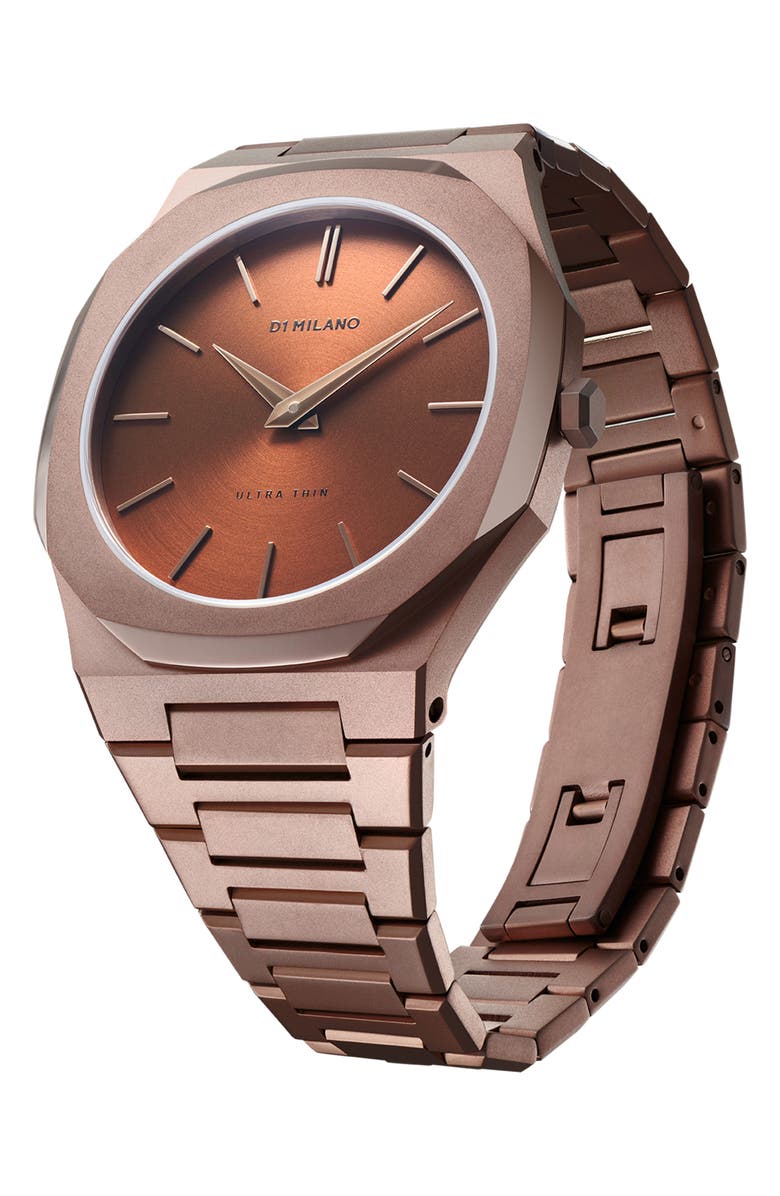 D1 Milano Chocolate Ultra Thin Bracelet Watch, 40mm, Alternate, color, Brown