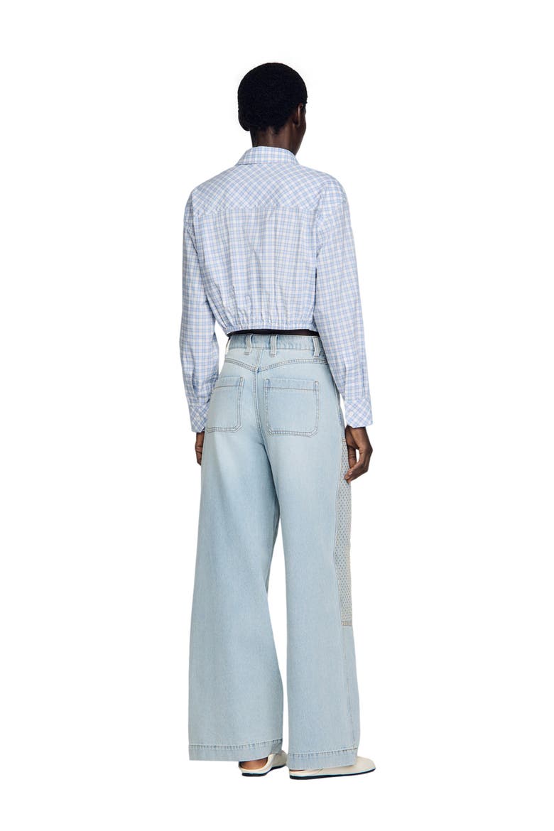 Faded straight rhinestone jeans, Alternate, color, Light bu jean