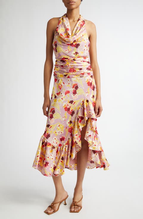 Olivia Tossed Floral Cowl Neck Dress
