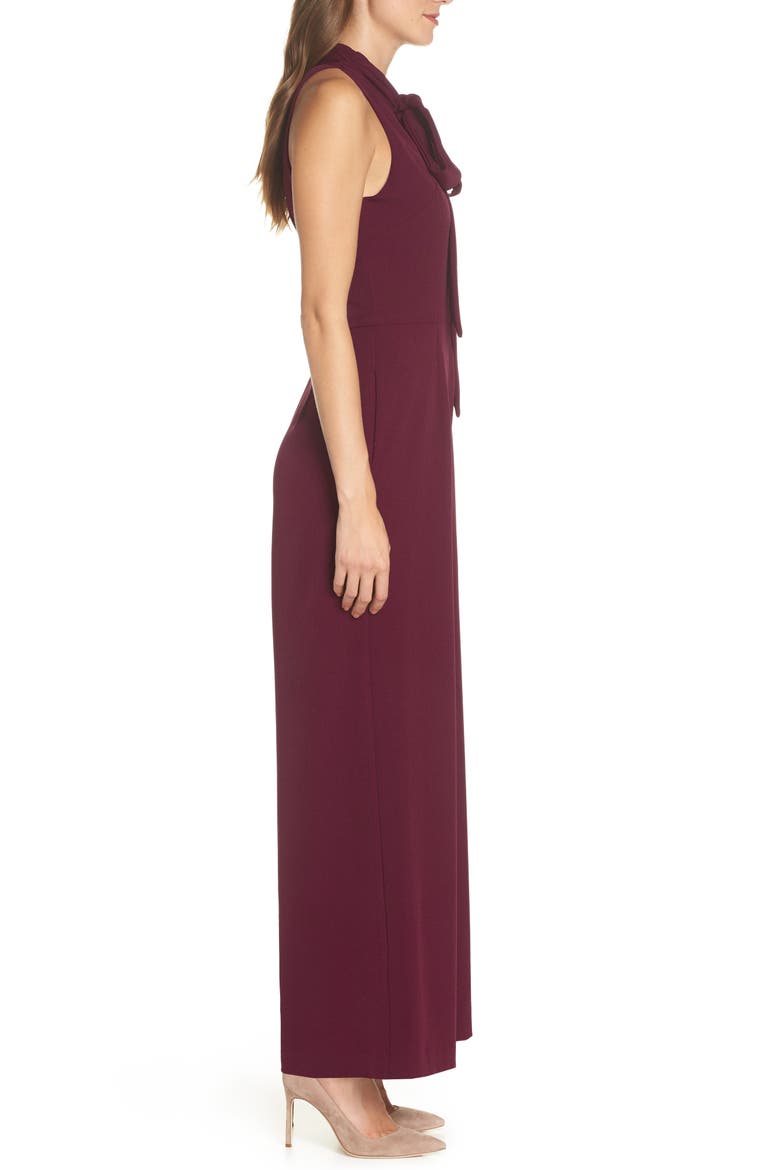 Tie-Neck Halter Jumpsuit, Alternate, color, BURGUNDY
