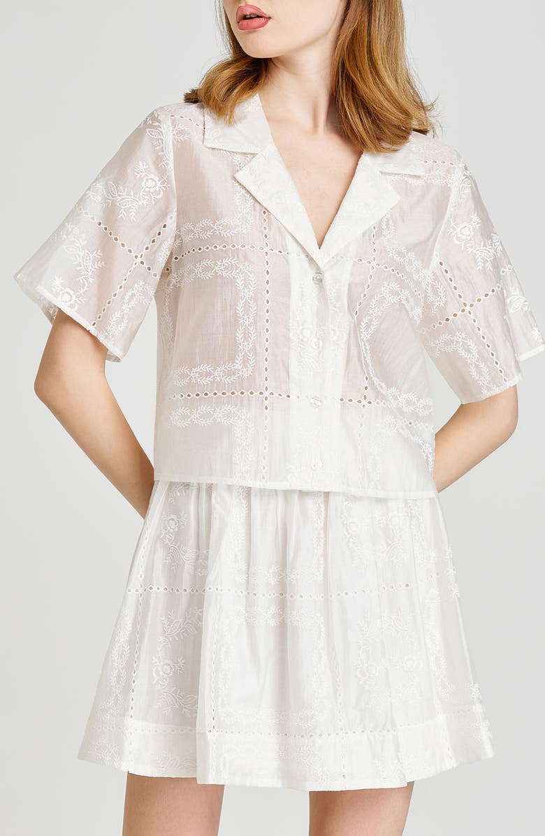 WAYF Rosalie Embroidered Eyelet Shirt, Main, color, 