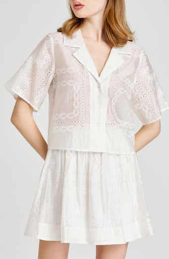 WAYF Rosalie Embroidered Eyelet Shirt