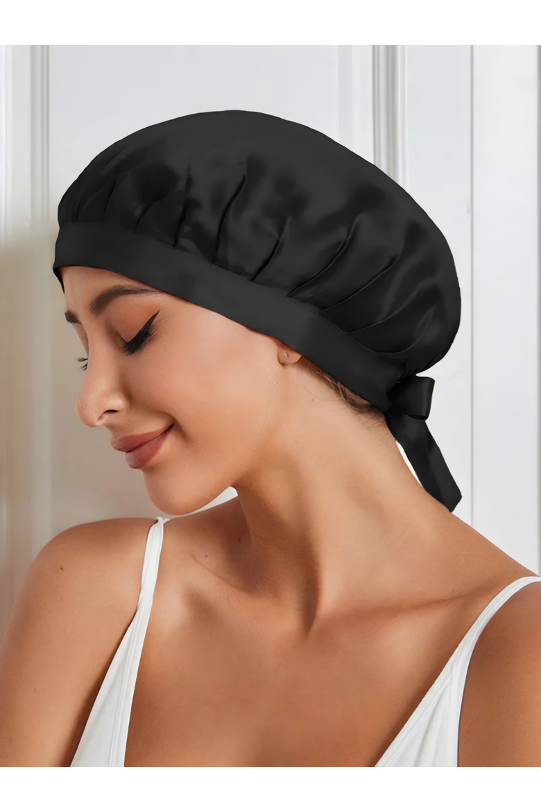 Pure Silk Classic Ribbon Bonnet, Main, color, Black