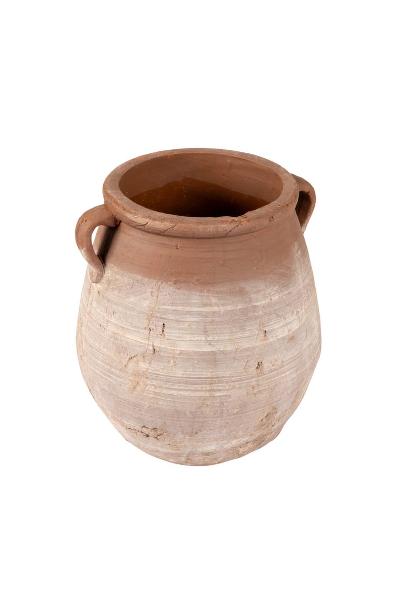 Storied Home Large Round Terra-cotta Urn, Orange and Whitewashed, Main, color, Orange