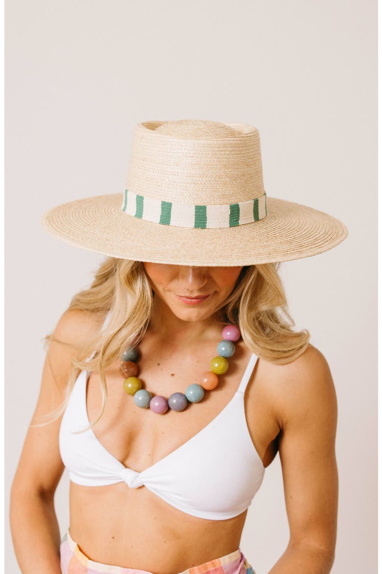 Viana Resort Palm Straw Sun Hat, Alternate, color, GREEN