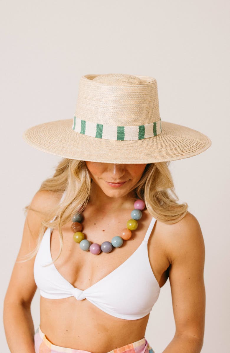 Sunshine Tienda Viana Resort Palm Straw Sun Hat, Alternate, color, Green