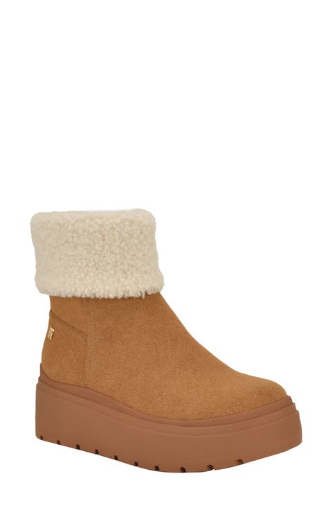 Peleiz Faux Shearling Cuff Platform Bootie (Women)