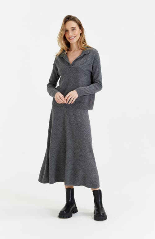 Chinti & Parker Wool Cashmere Blend V Neck Collared Sweater In Gray