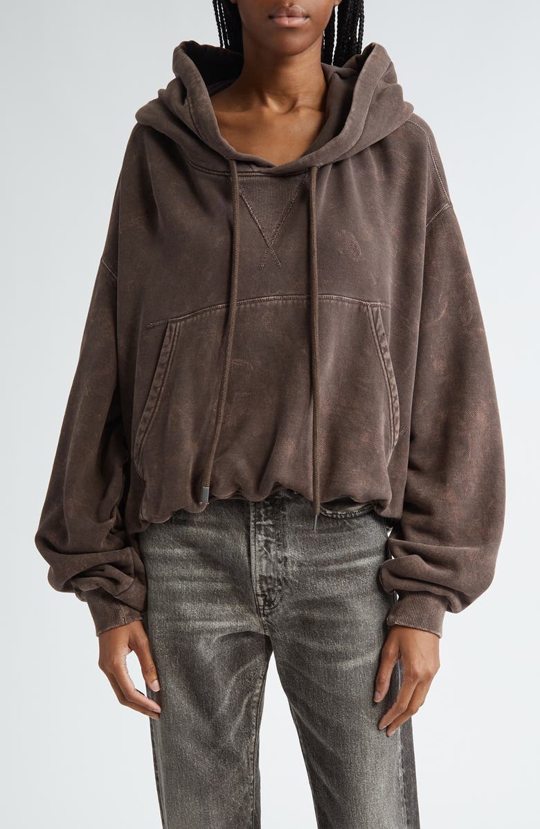 R13 Balloon Bubble Hem Cotton Hoodie, Main, color,