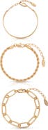 Ettika Chained Up 3-Pack Assorted Bracelets