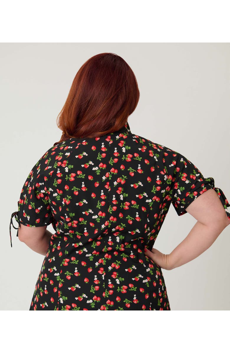 Unique Vintage Plus Size Chita Blouse, Alternate, color, Black & Berry Print